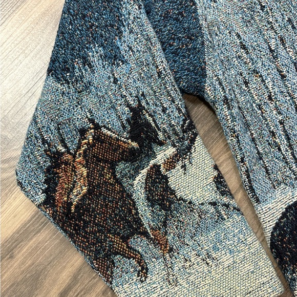 Vintage SUGAR  STREET Weavers Jacket Women’s Large Winter Snow Tapestry Blue. - Picture 5 of 13